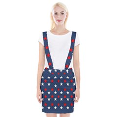 Patriotic Colors America Usa Red Braces Suspender Skirt by Celenk