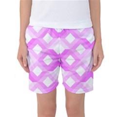 Geometric Chevrons Angles Pink Women s Basketball Shorts by Celenk