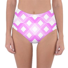 Geometric Chevrons Angles Pink Reversible High-waist Bikini Bottoms by Celenk