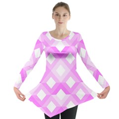 Geometric Chevrons Angles Pink Long Sleeve Tunic  by Celenk