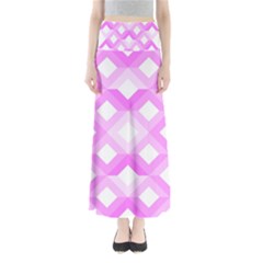 Geometric Chevrons Angles Pink Full Length Maxi Skirt by Celenk