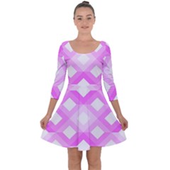 Geometric Chevrons Angles Pink Quarter Sleeve Skater Dress