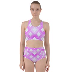 Geometric Chevrons Angles Pink Racer Back Bikini Set