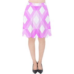 Geometric Chevrons Angles Pink Velvet High Waist Skirt