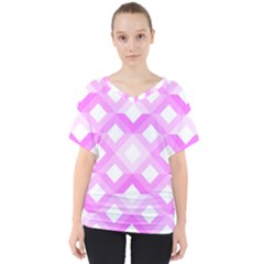 Geometric Chevrons Angles Pink V-neck Dolman Drape Top