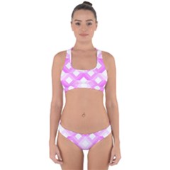 Geometric Chevrons Angles Pink Cross Back Hipster Bikini Set