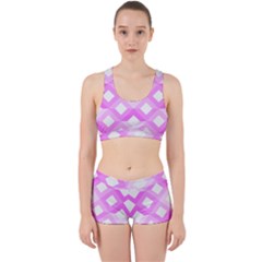 Geometric Chevrons Angles Pink Work It Out Sports Bra Set by Celenk