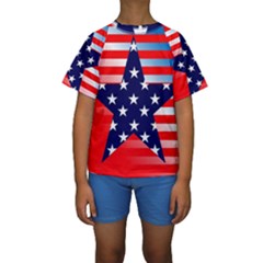 Patriotic American Usa Design Red Kids  Short Sleeve Swimwear by Celenk