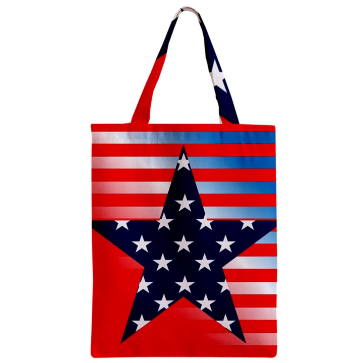 Patriotic American Usa Design Red Zipper Classic Tote Bag