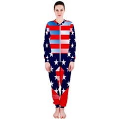 Patriotic American Usa Design Red Onepiece Jumpsuit (ladies)  by Celenk