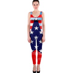 Patriotic American Usa Design Red Onepiece Catsuit by Celenk