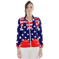 Patriotic American Usa Design Red Wind Breaker (women)