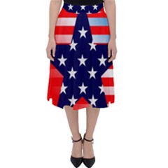 Patriotic American Usa Design Red Folding Skater Skirt