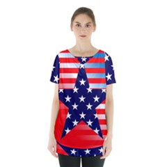 Patriotic American Usa Design Red Skirt Hem Sports Top