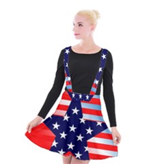 Patriotic American Usa Design Red Suspender Skater Skirt by Celenk