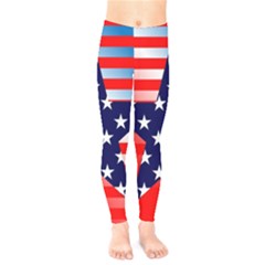 Patriotic American Usa Design Red Kids  Legging