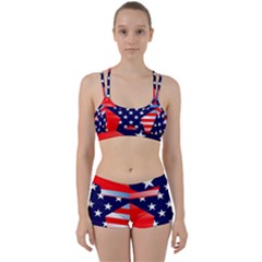 Patriotic American Usa Design Red Women s Sports Set