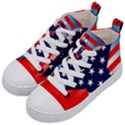 Patriotic American Usa Design Red Kid s Mid-Top Canvas Sneakers View2