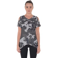 Camouflage Pattern Disguise Army Cut Out Side Drop Tee