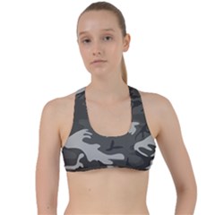 Camouflage Pattern Disguise Army Criss Cross Racerback Sports Bra