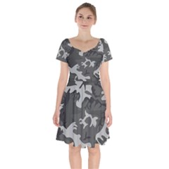 Camouflage Pattern Disguise Army Short Sleeve Bardot Dress by Celenk