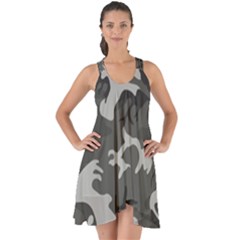 Camouflage Pattern Disguise Army Show Some Back Chiffon Dress