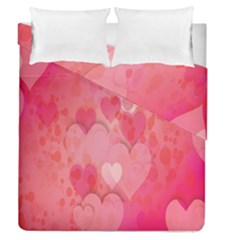 Pink Hearts Pattern Duvet Cover Double Side (queen Size) by Celenk