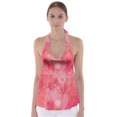 Pink Hearts Pattern Babydoll Tankini Top by Celenk