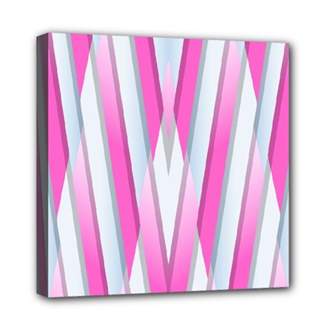 Geometric 3d Design Pattern Pink Mini Canvas 8  X 8  by Celenk