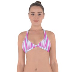 Geometric 3d Design Pattern Pink Halter Neck Bikini Top