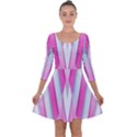 Geometric 3d Design Pattern Pink Quarter Sleeve Skater Dress View1