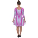 Geometric 3d Design Pattern Pink Quarter Sleeve Skater Dress View2