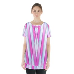 Geometric 3d Design Pattern Pink Skirt Hem Sports Top