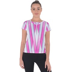 Geometric 3d Design Pattern Pink Short Sleeve Sports Top 