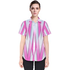 Geometric 3d Design Pattern Pink Women s Short Sleeve Shirt