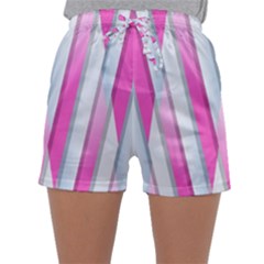 Geometric 3d Design Pattern Pink Sleepwear Shorts