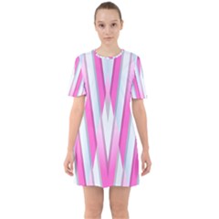 Geometric 3d Design Pattern Pink Sixties Short Sleeve Mini Dress