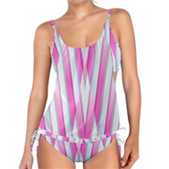 Geometric 3d Design Pattern Pink Tankini Set