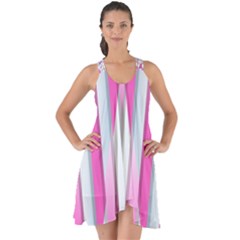 Geometric 3d Design Pattern Pink Show Some Back Chiffon Dress