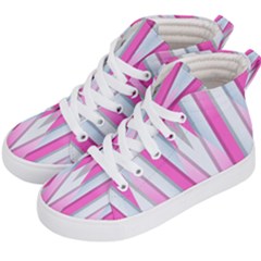 Geometric 3d Design Pattern Pink Kid s Hi-top Skate Sneakers