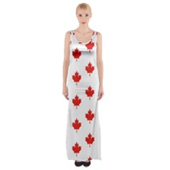 Maple Leaf Canada Emblem Country Maxi Thigh Split Dress by Celenk