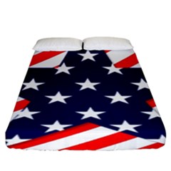 Patriotic Usa Stars Stripes Red Fitted Sheet (king Size) by Celenk