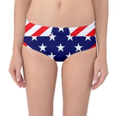 Patriotic Usa Stars Stripes Red Mid-waist Bikini Bottoms by Celenk