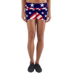 Patriotic Usa Stars Stripes Red Yoga Shorts