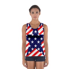 Patriotic Usa Stars Stripes Red Sport Tank Top  by Celenk