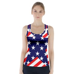 Patriotic Usa Stars Stripes Red Racer Back Sports Top by Celenk