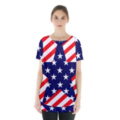 Patriotic Usa Stars Stripes Red Skirt Hem Sports Top by Celenk