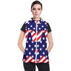 Patriotic Usa Stars Stripes Red Women s Puffer Vest