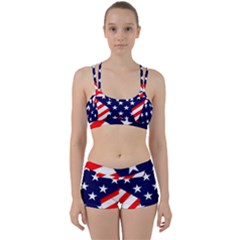 Patriotic Usa Stars Stripes Red Women s Sports Set