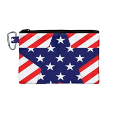 Patriotic Usa Stars Stripes Red Canvas Cosmetic Bag (medium)